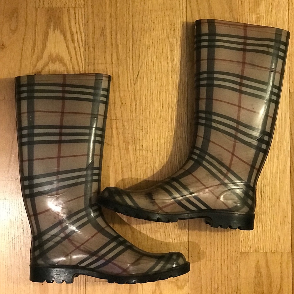 Burberry Haymarket Check Rubber Rain Boots
